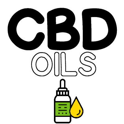 cbd oils in text with green cbd oil bottle with large drop of cbd oil next to it