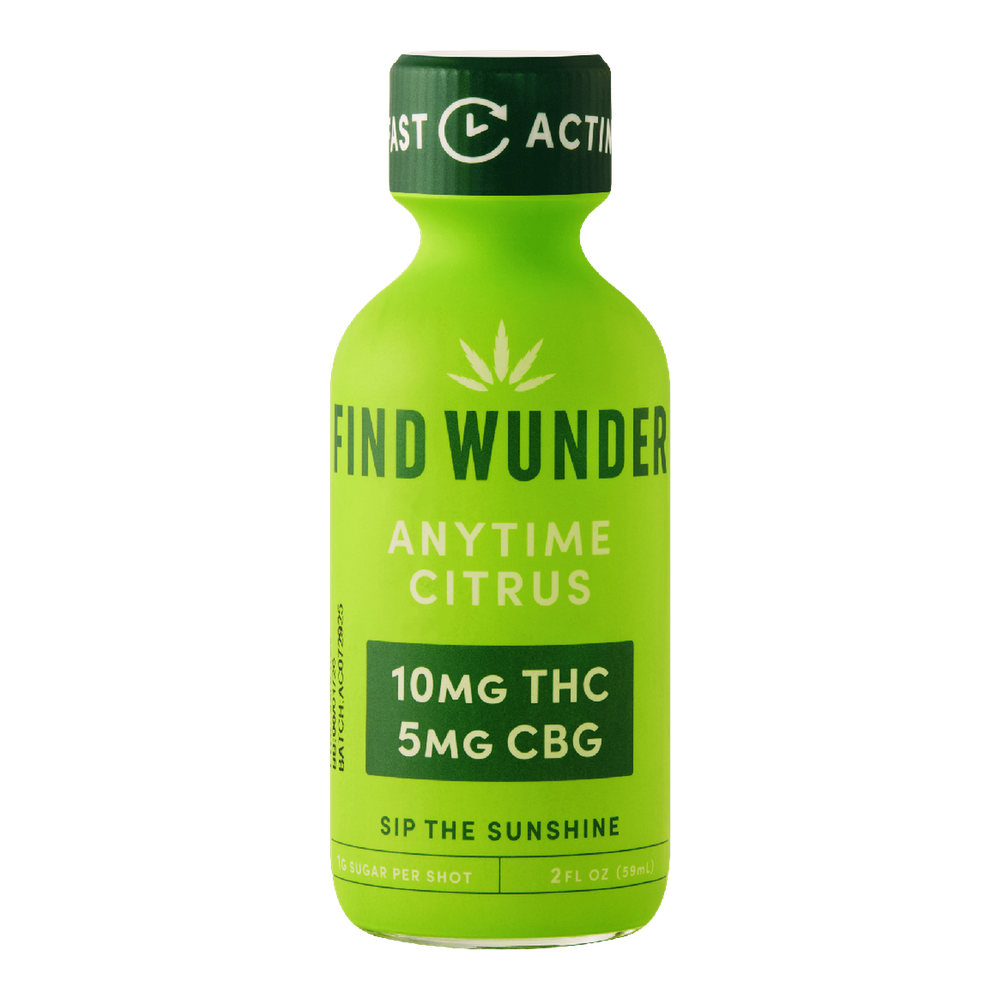 Find Wunder Anytime Citrus 10mg THC + 5mg CBG 2 fl oz shot