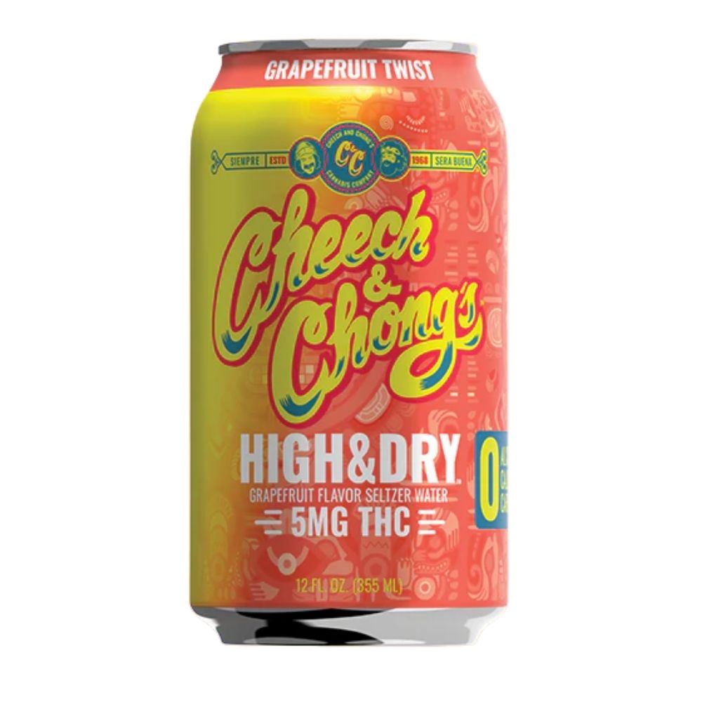 Cheech & Chong's High & Dry 5mg THC Grapefruit Twist seltzer water in a 12oz can