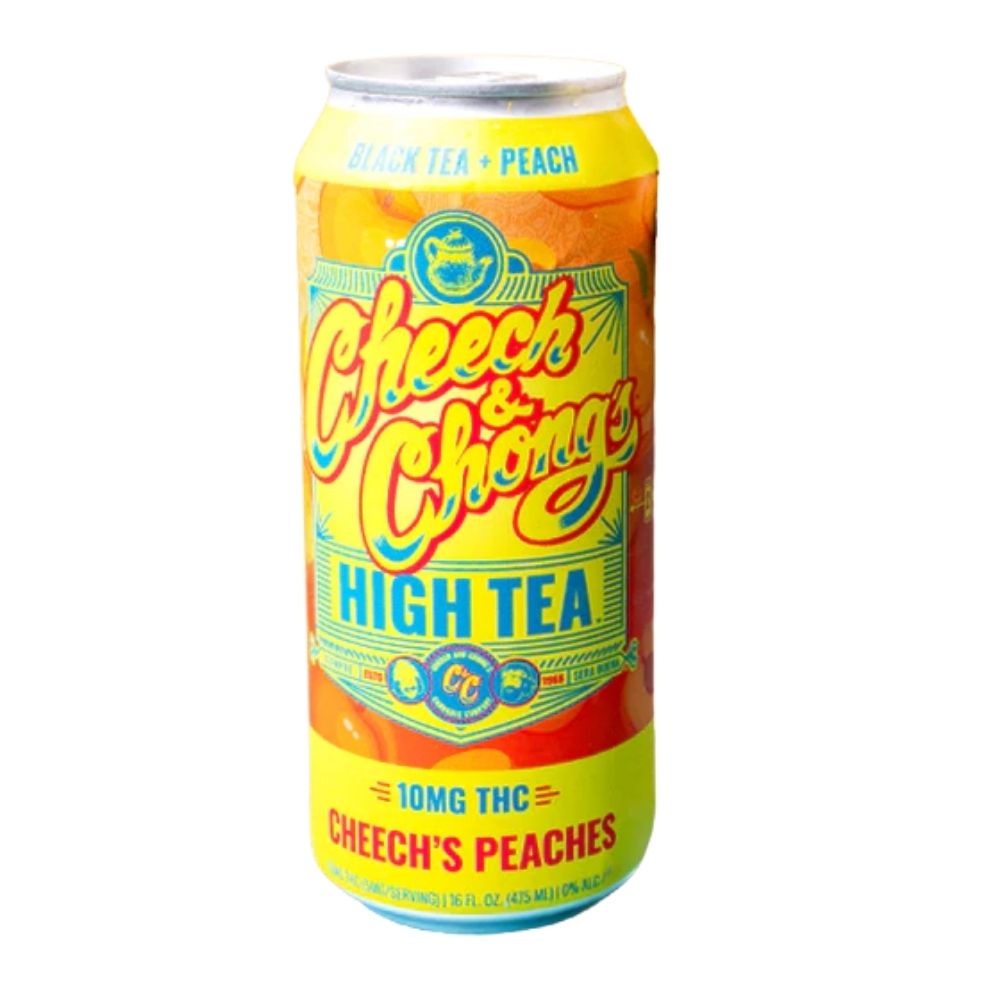 Cheech & Chong's High Tea Cheech's Peaches 10mg THC black tea peach drink in 16oz can