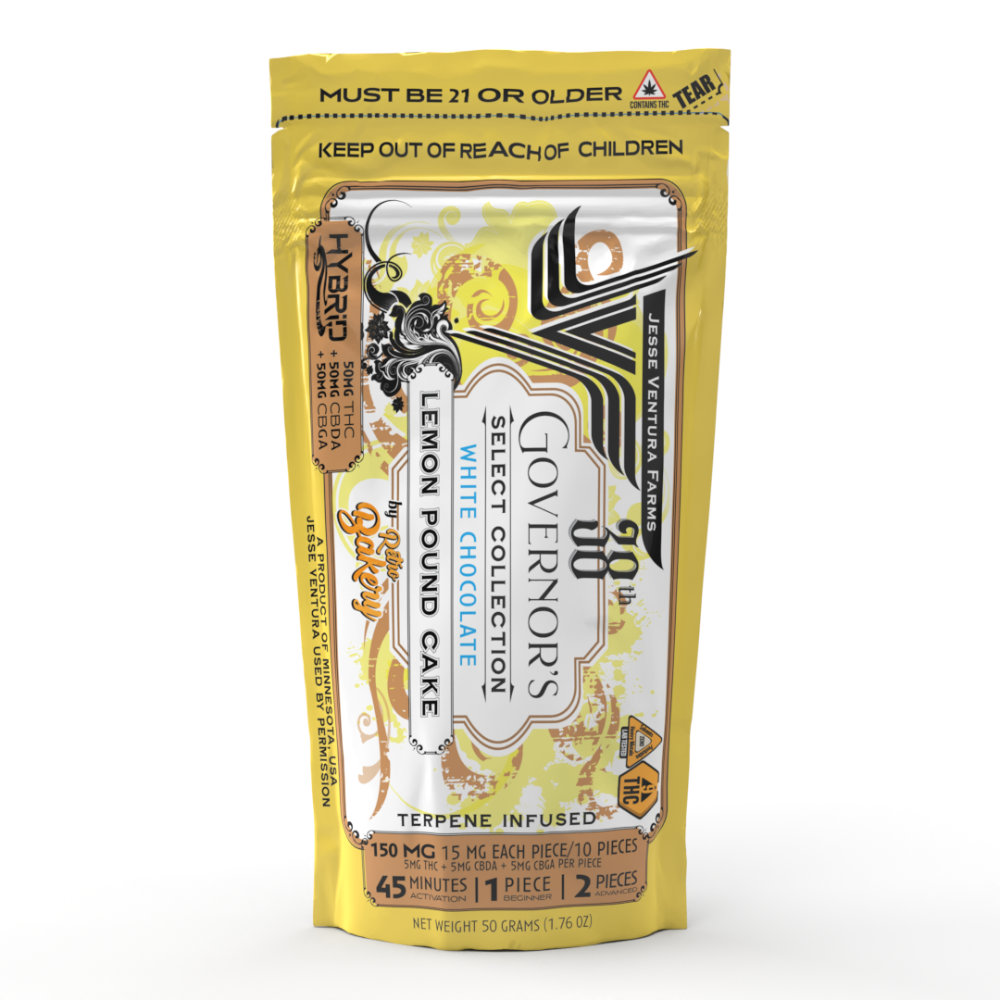 Jesse Ventura Farms x Retro Bakery Lemon Pound Cake White Chocolate Bar - Full Spectrum THC Minnesota