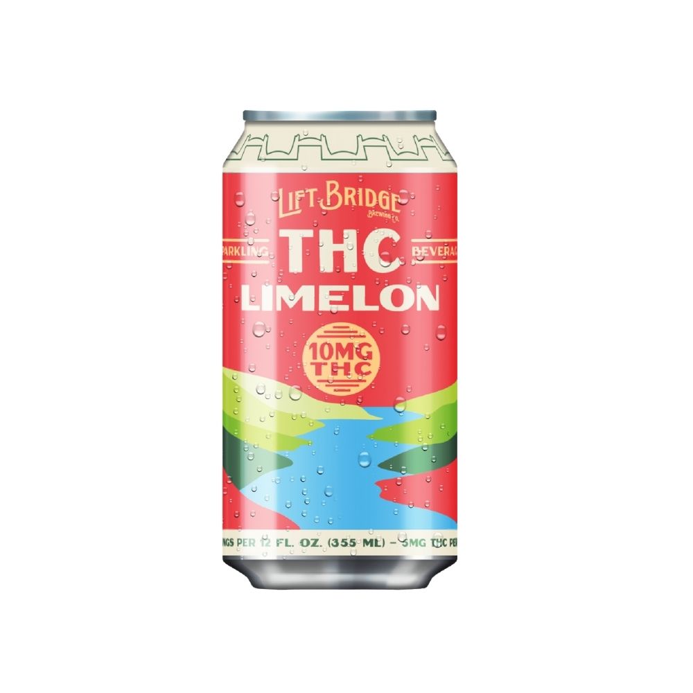 Lift Bridge Brewing Co Limelon 10mg THC sparkling beverage seltzer in a vibrant 12 oz can