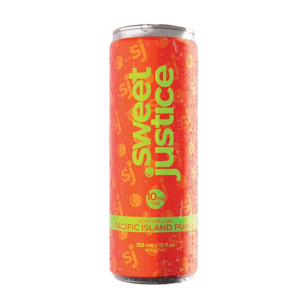 Sweet Justice Pacific Island Punch 10mg THC hemp-infused drink in 12 fl oz slim can
