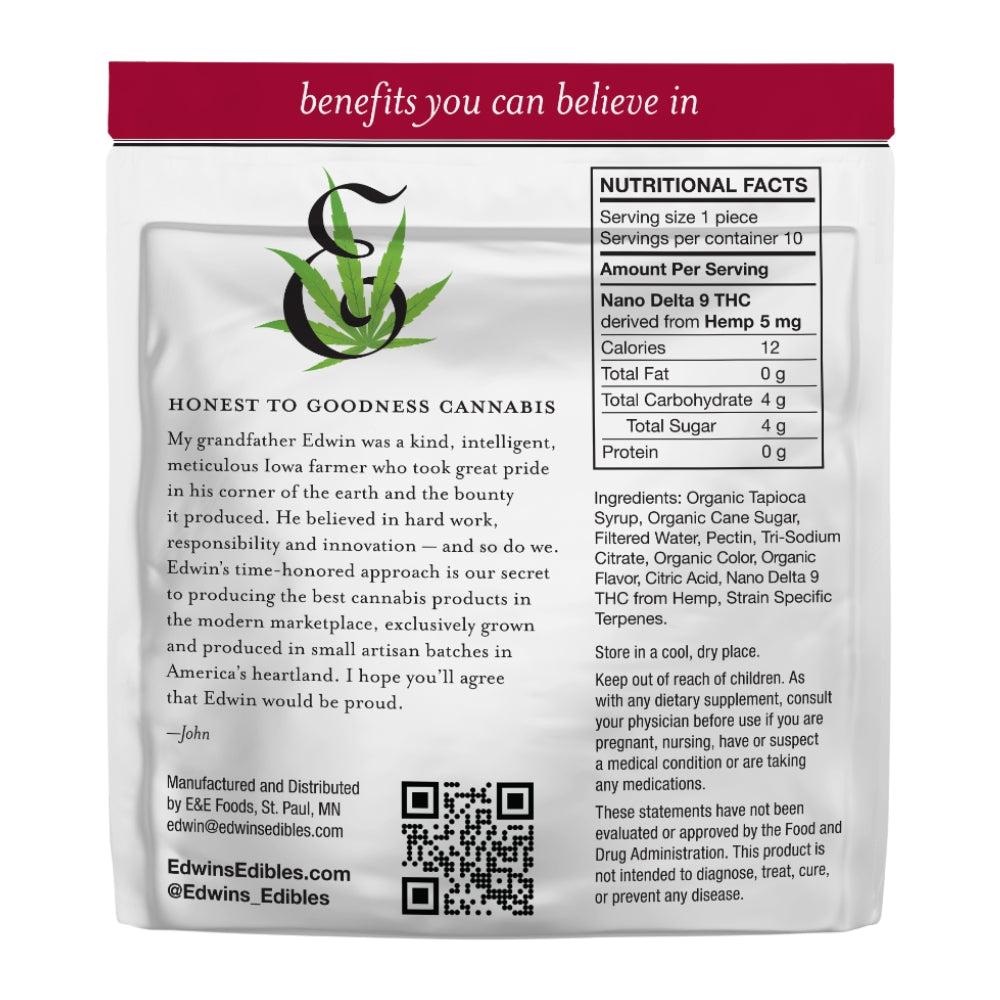 Edwin's Edibles Black Cherry Slurricane Vegan Gummies THC Gummy Image 2 Minnesota